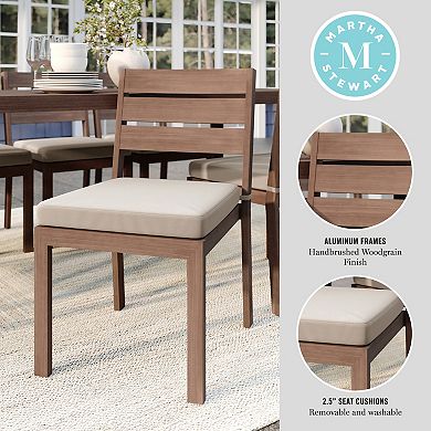 Martha Stewart 2PK All-Weather Stacking Patio Side Dining Chairs with Seat Cushions