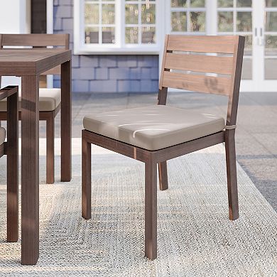 Martha Stewart 2PK All-Weather Stacking Patio Side Dining Chairs with Seat Cushions