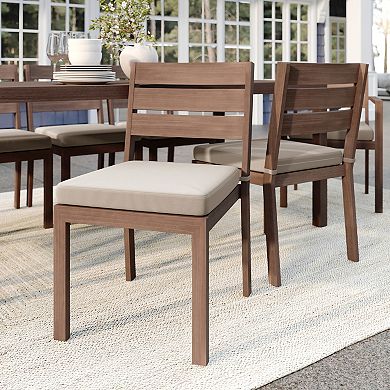 Martha Stewart 2PK All-Weather Stacking Patio Side Dining Chairs with Seat Cushions