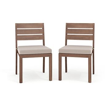 Martha Stewart 2 pk All-Weather Stacking Patio Side Dining Chairs with Seat Cushions