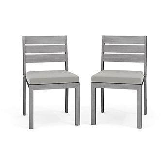Martha Stewart 2 pk All-Weather Stacking Patio Side Dining Chairs with Seat Cushions