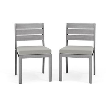 Martha Stewart 2 pk All-Weather Stacking Patio Side Dining Chairs with Seat Cushions