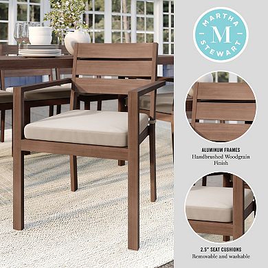 Martha Stewart 2PK All-Weather Stacking Patio Dining Armchairs with Seat Cushions