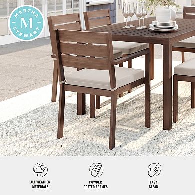Martha Stewart 2PK All-Weather Stacking Patio Dining Armchairs with Seat Cushions