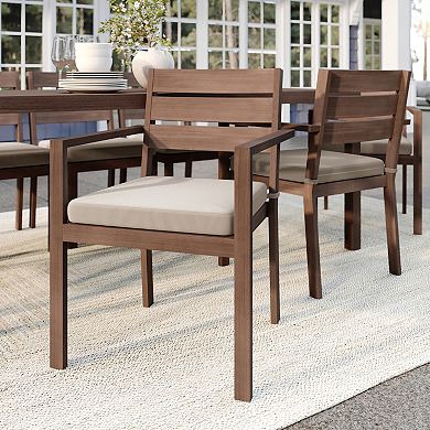Martha Stewart 2PK All-Weather Stacking Patio Dining Armchairs with Seat Cushions