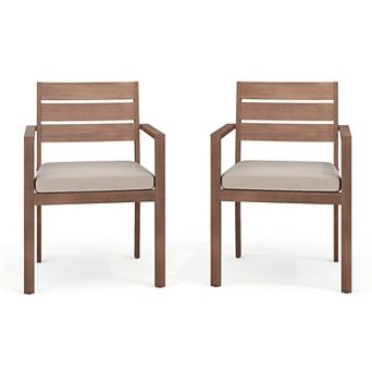 Martha Stewart 2 pk All-Weather Stacking Patio Dining Armchairs with Seat Cushions