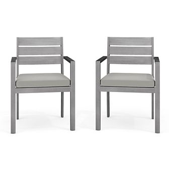 Martha Stewart 2 pk All-Weather Stacking Patio Dining Armchairs with Seat Cushions