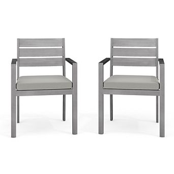 Martha Stewart 2 pk All-Weather Stacking Patio Dining Armchairs with Seat Cushions