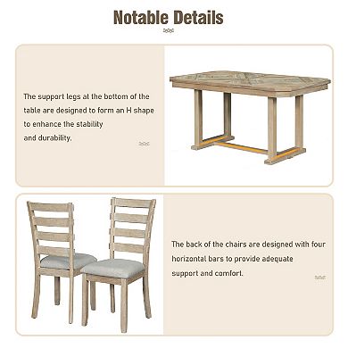 Merax 6-Piece Rubber Wood Dining Table Set