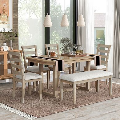 Merax 6-Piece Rubber Wood Dining Table Set