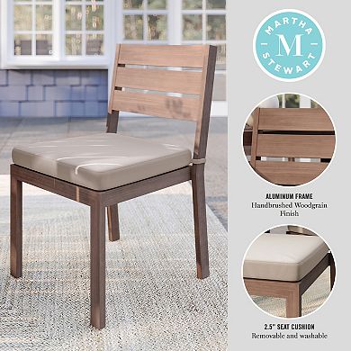 Martha Stewart All-Weather Stacking Patio Side Dining Chair with Seat Cushion