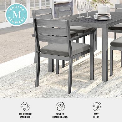 Martha Stewart All-Weather Stacking Patio Dining Armchair with Seat Cushion