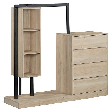 Merax Wardrobe with 4 Drawers and 3 Shelves