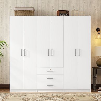 Merax 6-Doors Wooden Wardrobe Storage for Bedroom
