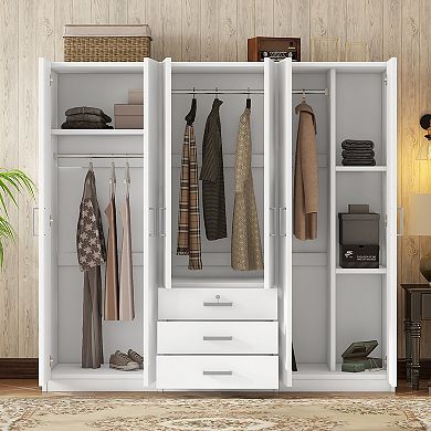 Merax 6-Doors Wooden Wardrobe Storage for Bedroom