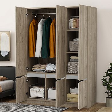 Merax 6-Doors Wooden Wardrobe Storage for Bedroom
