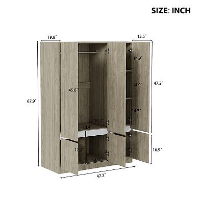 Merax 6-Doors Wooden Wardrobe Storage for Bedroom