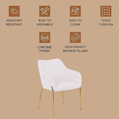 Zaire Upholstered Dining Chair in Velvet/Leather/Boucle with Gold Chrome Iron