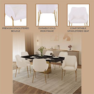 Zaire Upholstered Dining Chair in Velvet/Leather/Boucle with Gold Chrome Iron