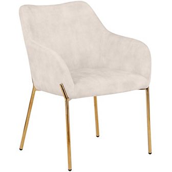 Zaire Upholstered Dining Chair in Velvet/Leather/Boucle with Gold Chrome Iron