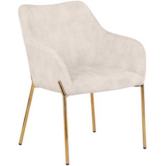 Zaire Upholstered Dining Chair in Velvet/Leather/Boucle with Gold Chrome Iron