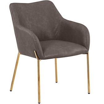 Zaire Upholstered Dining Chair in Velvet/Leather/Boucle with Gold Chrome Iron