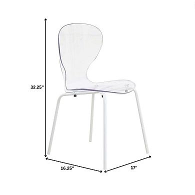 Oyster Stackable Dining Chair With Stainless Steel White Legs Set of 2
