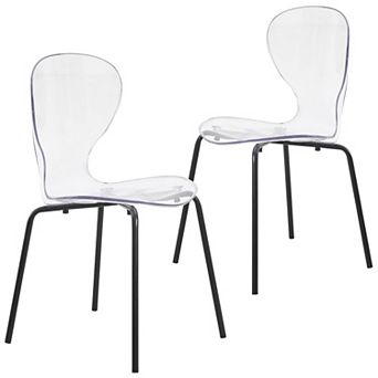 Oyster Modern Transparent Side Chart in Black Base Set of 2