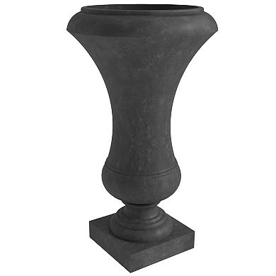 LeisureMod Daisy Series Poly Fiber Stone Planter, 14 Dia, 24.8 High