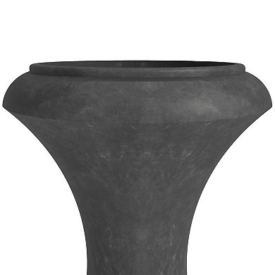 LeisureMod Daisy Series Poly Fiber Stone Planter, 14 Dia, 24.8 High