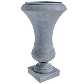 LeisureMod Daisy Series Poly Fiber Stone Planter, 14 Dia, 24.8 High