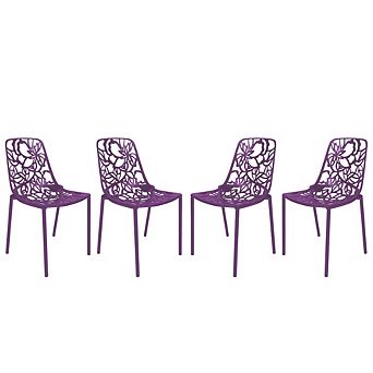 LeisureMod Modern Devon Aluminum Armchair, Set of 4