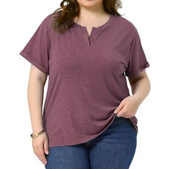 Plus Size T Shirts for Women Short Sleeve Notched V Neck Lightweight Soft Casual Summer Tees Tops