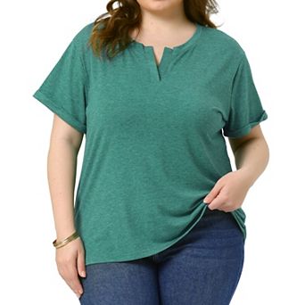 Plus Size T Shirts for Women Short Sleeve Notched V Neck Lightweight Soft Casual Summer Tees Tops