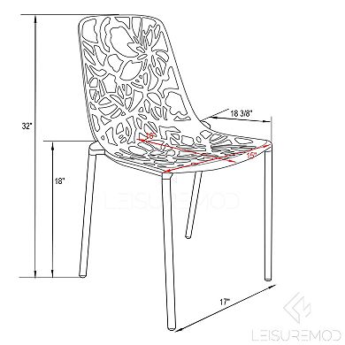 LeisureMod Modern Devon Aluminum Chair, Set of 4