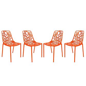 LeisureMod Modern Devon Aluminum Chair, Set of 4