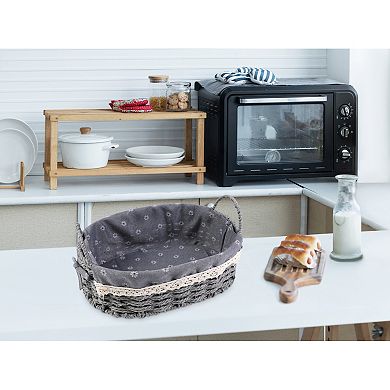 2Pcs Wicker Basket, Oval Self-supporting Storage Basket with Handles 10.2*7.1*3.5in/11.8*8.3*3.7in
