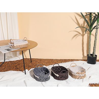 2Pcs Wicker Basket, Oval Self-supporting Storage Basket with Handles 10.2*7.1*3.5in/11.8*8.3*3.7in