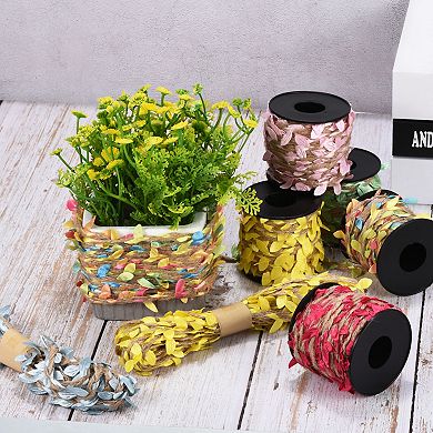 2Pcs 6.6ft 5mm Burlap Leaf Ribbon Artificial Vine Natural Jute Rope Twine