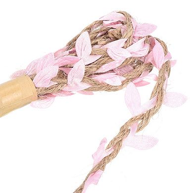 2Pcs 6.6ft 5mm Burlap Leaf Ribbon Artificial Vine Natural Jute Rope Twine