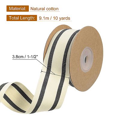 Natural Cotton Stripes Ribbon, 1-1/2 Inch x 10 Yard