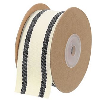 Natural Cotton Stripes Ribbon, 1-1/2 Inch x 10 Yard