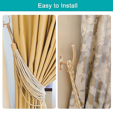 2Pcs Aluminum Alloy Wall Mounted Curtain Holdback Drapery Holder Hook