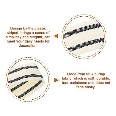 Natural Cotton Stripes Ribbon, 1 Inch x 10 Yard