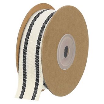Natural Cotton Stripes Ribbon, 1 Inch x 10 Yard