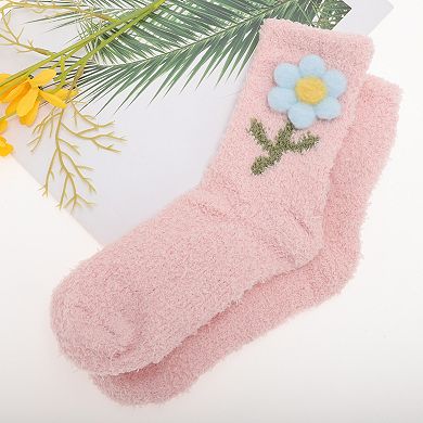 1 Pair Women's Comfortable Floral Sleep Cozy Socks One Size