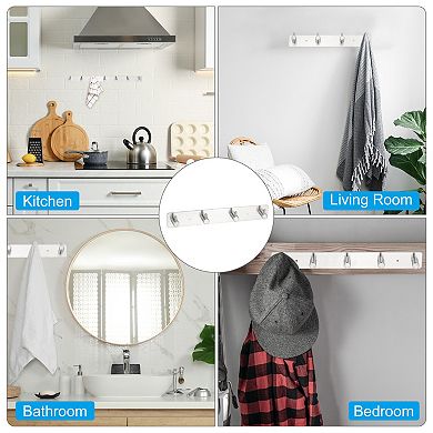 Coat Rack Wall Mount, 2 Pcs 10" Metal Chamfer Wall Hooks Rail with 4 Hooks, Silver