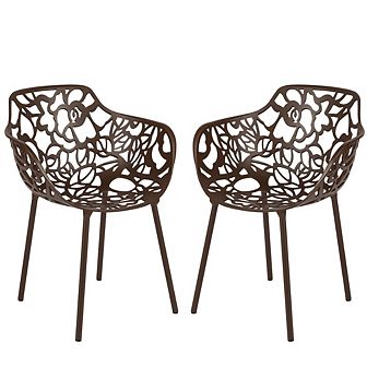 LeisureMod Modern Devon Aluminum Armchair, Set of 2