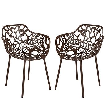 LeisureMod Modern Devon Aluminum Armchair, Set of 2