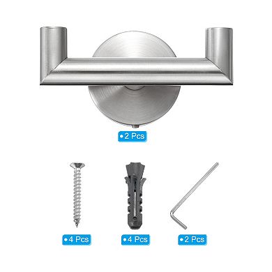 Double Towel Hook, 2Pack Stainless Steel Wall Mounted Hanger